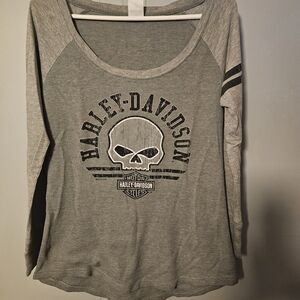 Harley-Davidson Gray Skull Graphic Top